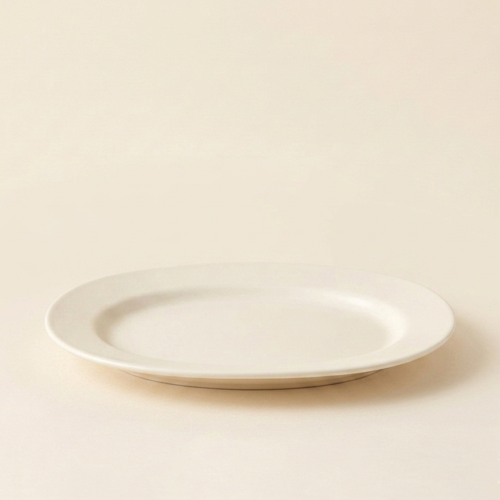 oval stoneware plate white semi-matte glaze SundayWare