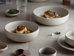 Handcrafted Stoneware Ribbed Breakfast Bowl - Organic Earth Tone