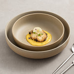 ceramic bowl set volcanic matte texture food styling artisan