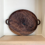 Hand-Carved Dual-Handle Walnut Tray