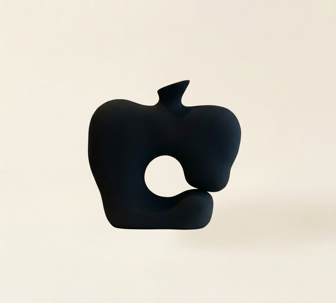 abstract ceramic vase midnight noir matte glaze