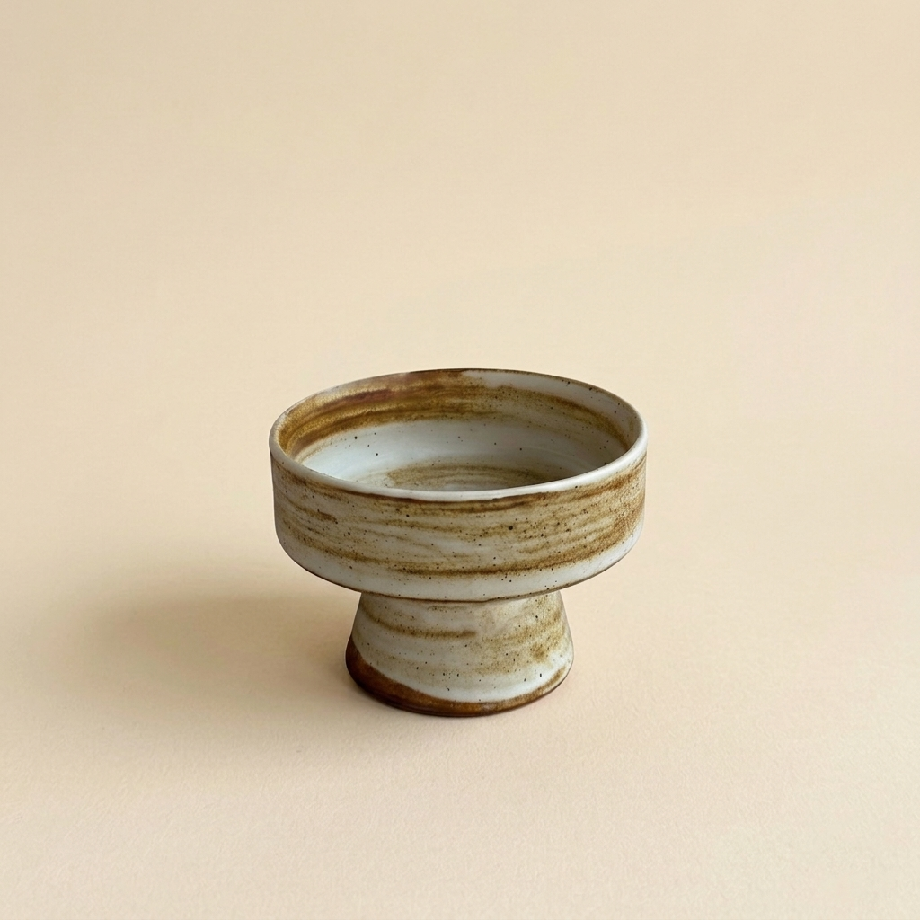 ceramic matcha bowl saturn hand-painted footed pedestal SundayWare
