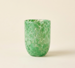 hand blown glass cup green confetti artisan SundayWare