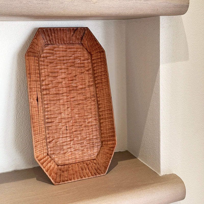 Hand-Carved Octagonal Wooden Tray
