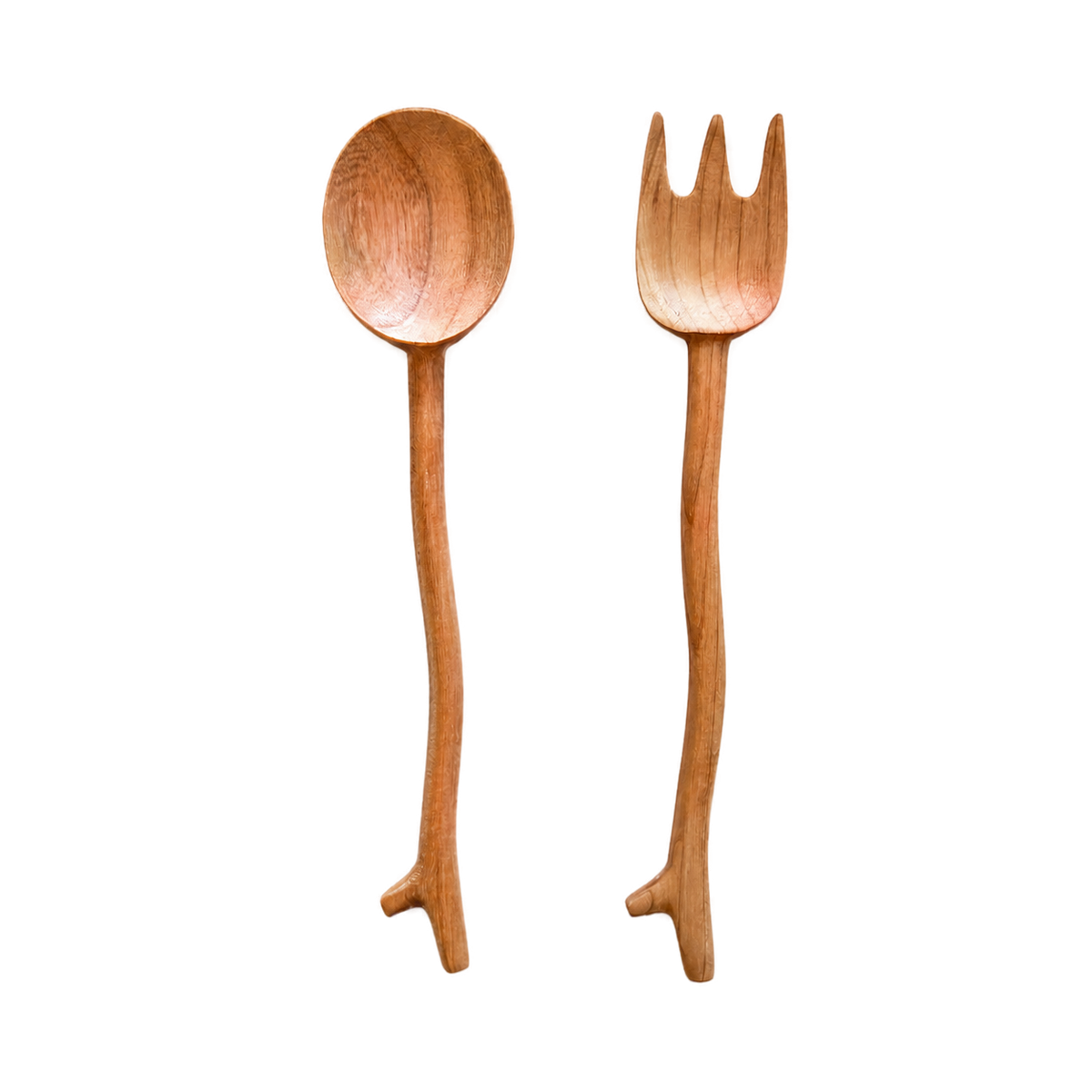 Hand-Carved Wooden Fork & Spoon