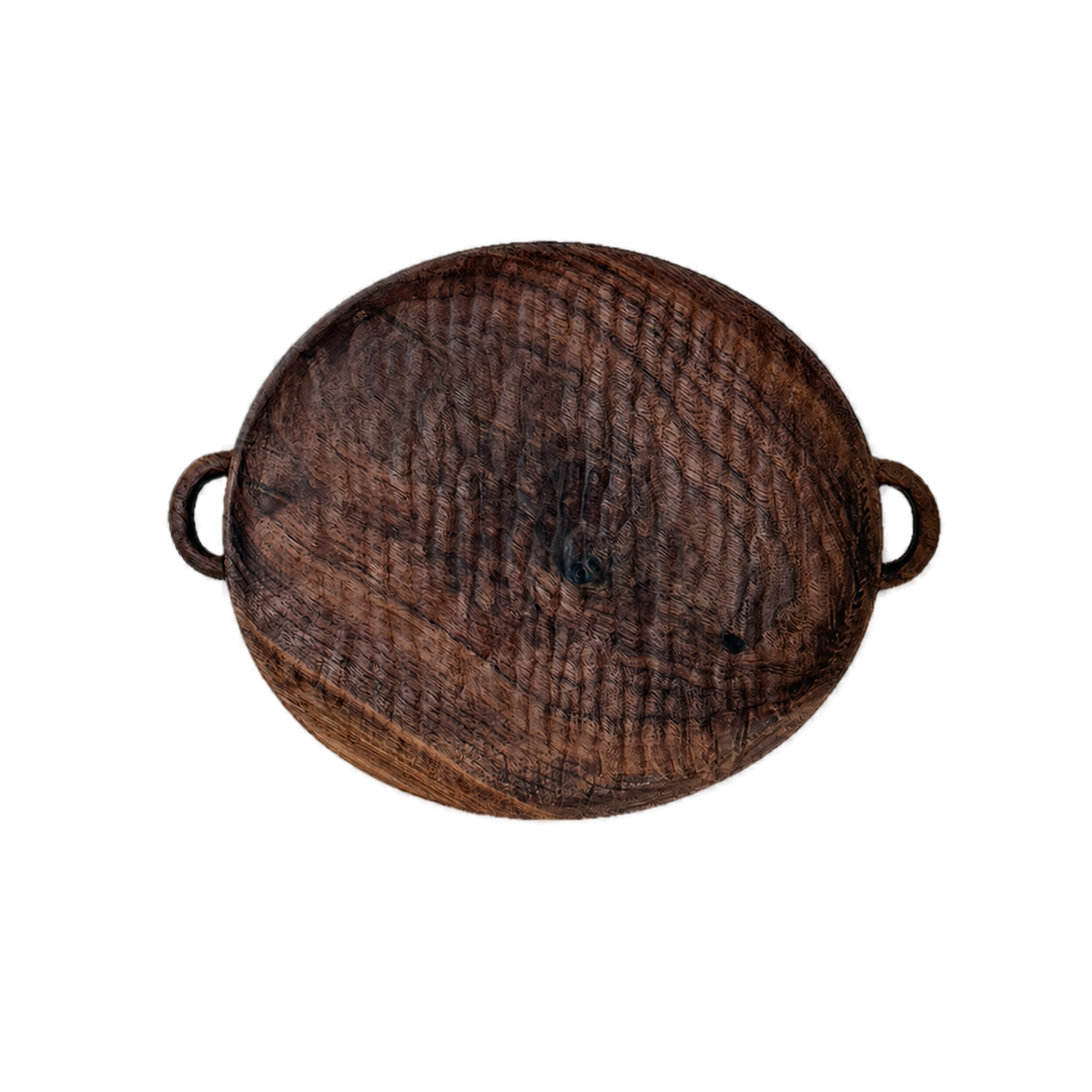 Hand-Carved Dual-Handle Walnut Tray